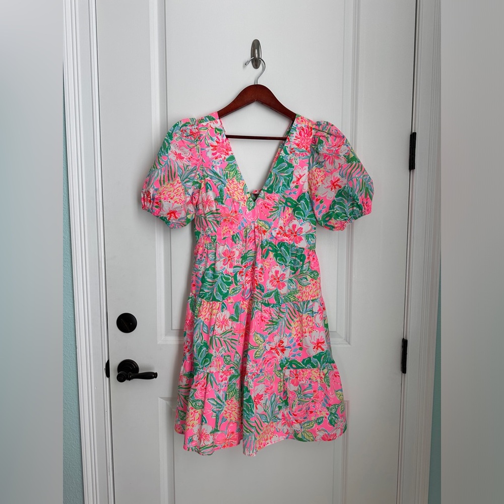 Lilly Pulitzer Nalani Floral Puff Sleeve Dress - Size 8 NWT